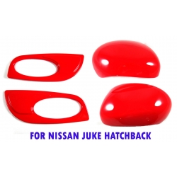 ครอบกระจกมองข้าง ซ้าย - ขวา + ครอบแก้ม สี แดง จุ๊ค Nissan Juke ราคาชุดละ 1000 บาท V.4